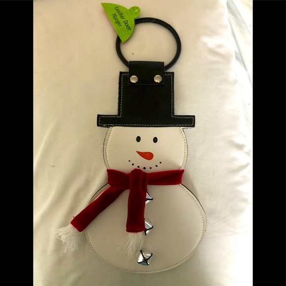 NWT Leather Snowman Door Hanger - Picture 1 of 2